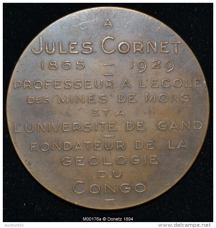 M00176 A Jules Cornet, Professeur à Mons Et Gand (1929) Et Son Portrait Au Revers (42 Gr.) - Autres & Non Classés