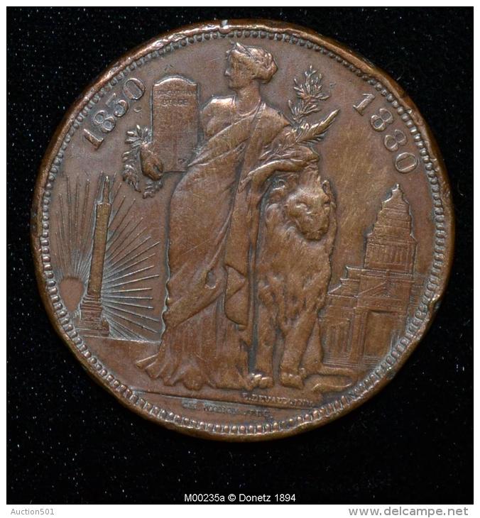 M00235 Congrès, Allégorie Belgique Et Palais De Justice (1880) Et Léopold I Et II Au Revers (34 Gr.) - Royal / Of Nobility