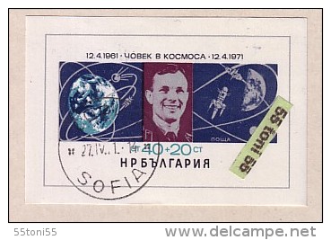 Bulgaria / Bulgarie 1971 SPACE - Gagarin S/S- Used/oblitere (O) - Europe