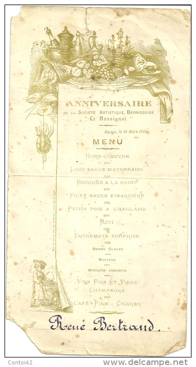 30 BERNIS SOCIETE LE ROSSIGNOL GARD MENU - Menus