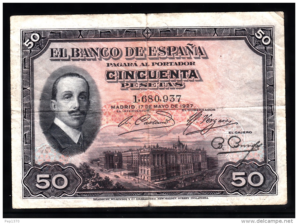 BILLETE DE 50 PESETAS DE 1927 - USADO (VER FOTO) - 50 Pesetas