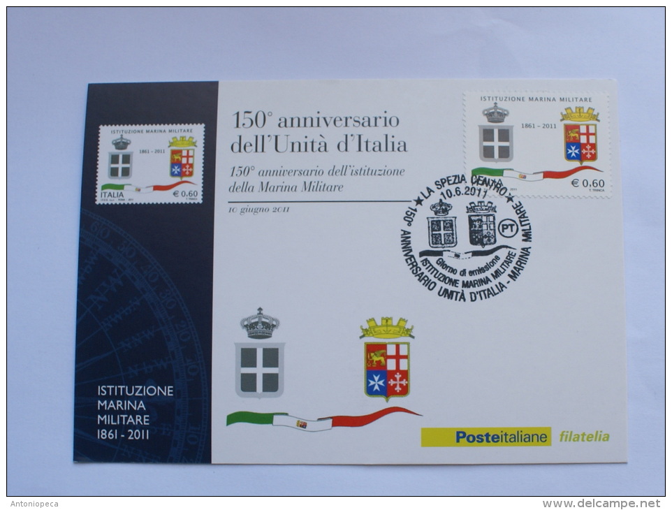 ITALY - 2011 150TH ANNIVERSARY ITALIAN NAVY, 4 OFFICIAL MAXICARD - Pochettes