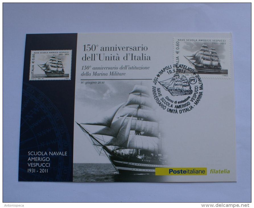 ITALY - 2011 150TH ANNIVERSARY ITALIAN NAVY, 4 OFFICIAL MAXICARD - Pochettes