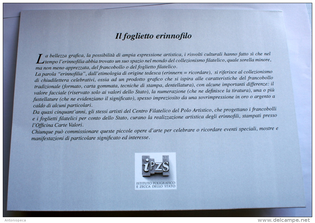 ITALY - 2013 - FOGLIETTO ERINNOFILO ROMAFIL 2013 NEW - Other & Unclassified