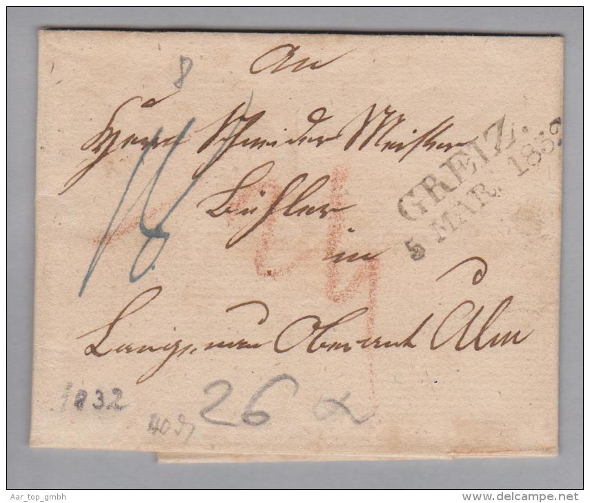 Heimat De Th Greiz 1832-03-05 Briefhülle Nach Langenau - Vorphilatelie