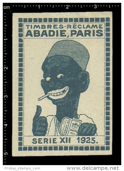 Original Poster Stamp Cinderella Reklamemarke Timbres Reclame  Abadie Paris Tobacco Cigarette Caricature Black Americana - Tobacco