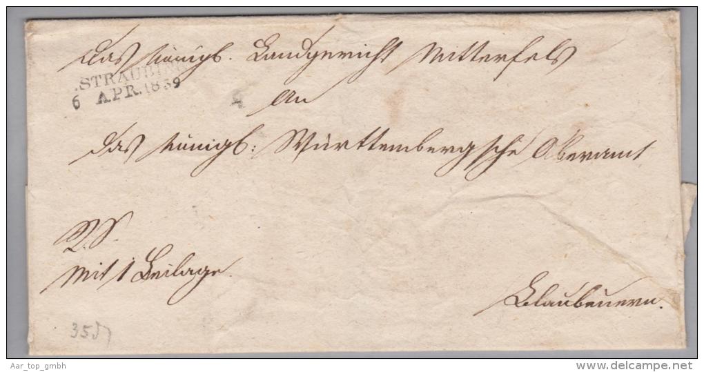 Heimat De Bay Straubing 1838-04-06 Briefhülle Nach Blaubaunen(?) - Prefilatelia