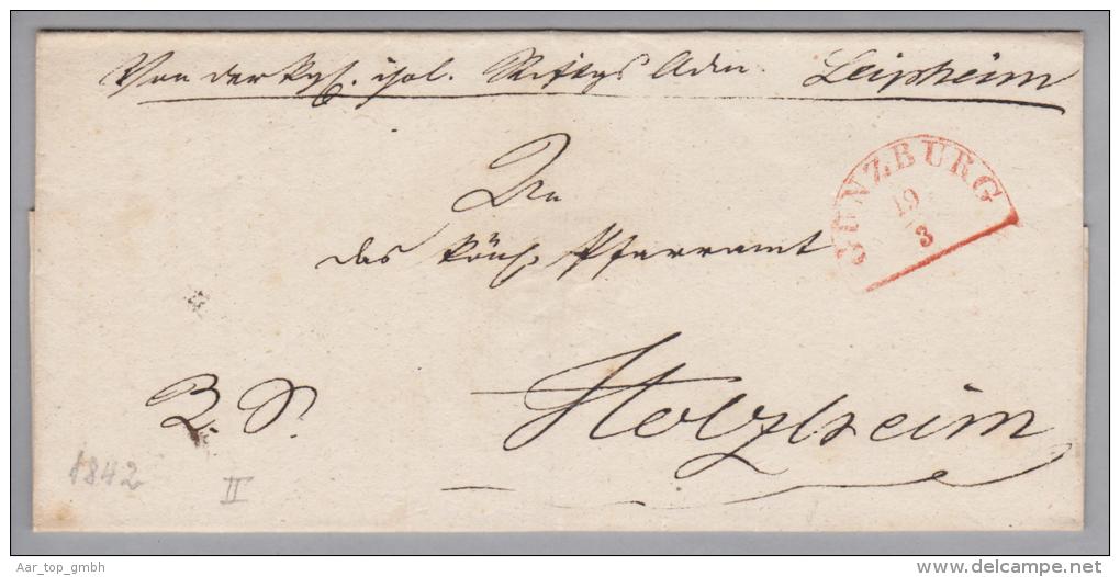 Heimat De Bay Günzburg 184?-03-19 Segmentstempel Briefhülle Nach Holzheim - Prephilately