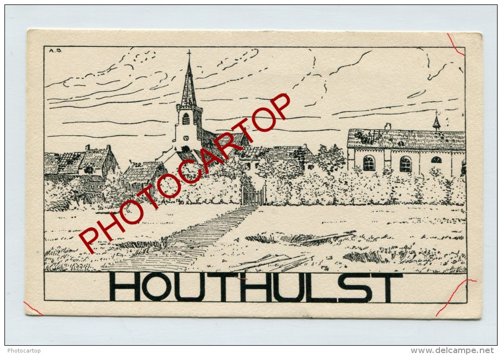 HOUTHULST-DESSIN-Carte Allemande-Guerre 14-18-1WK-BELGIQUE-BELGIEN- - Houthulst