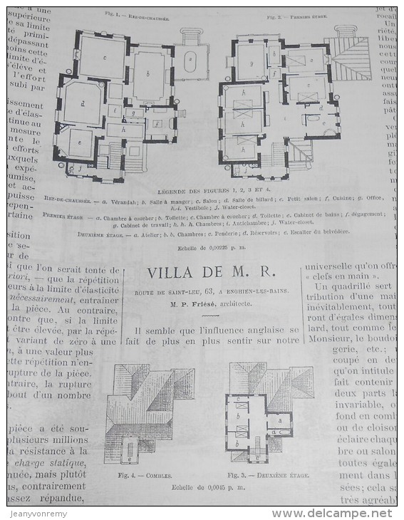 La Semaine Des Constructeurs. N°40. 2  Avril 1887.Villa De M. R.... à Enghien Les Bains. - Revues Anciennes - Avant 1900