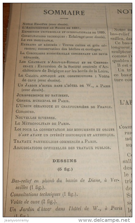 La Semaine Des Constructeurs. N°45. 7 Mai 1887. Jardin D'hiver Dans L'Hôtel De W...à Paris. - Revues Anciennes - Avant 1900