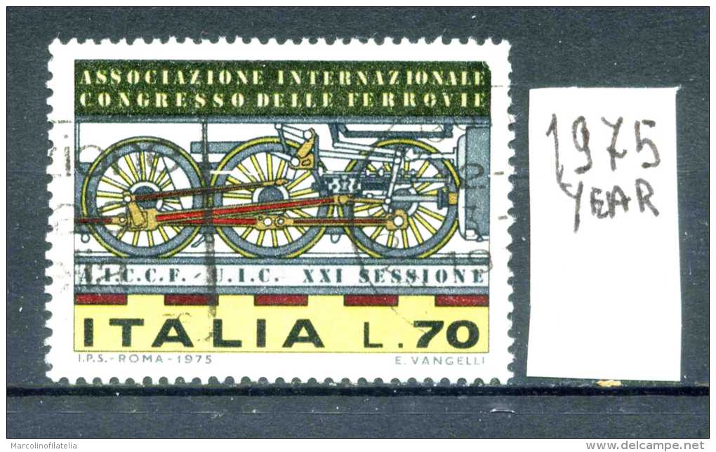 - ITALIA - REPUBBLICA - Singolo - Year 1975 - Congresso  Internaz. Ferrovie - Viaggiato - Traveled - Reiste. - 1971-80: Usati