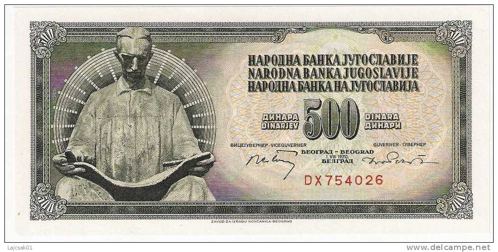 Yugoslavia 500 Dinara 1970.UNC Without Security Thread P-84a Nikola Tesla - Yougoslavie