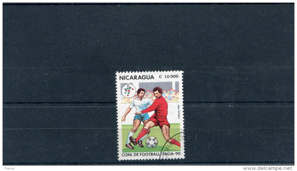 1990-Nicaragua- "World Cup Soccer Championship: Italy" 10.000cor. Stamp Used - Nicaragua