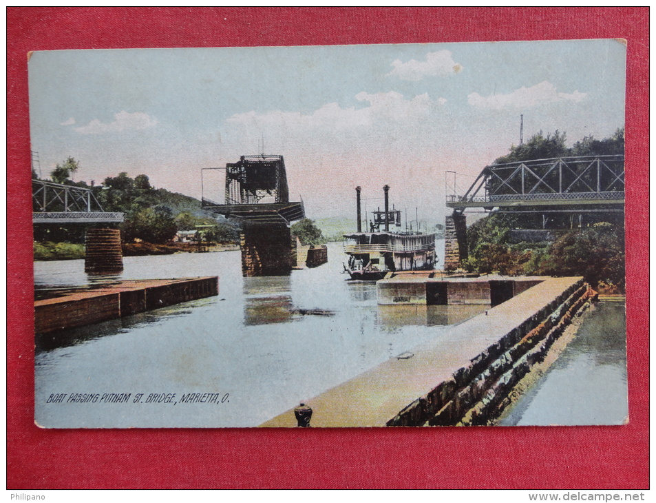 Marietta,OH--Boat Passing Putnam Street Bridge--cancel 1908--PJ 283 - Autres & Non Classés