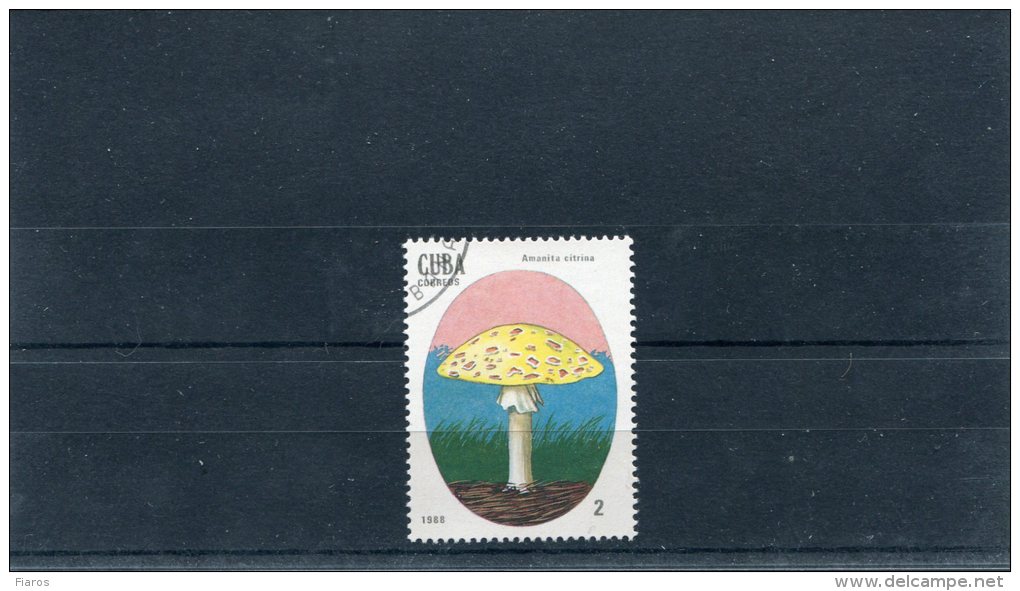 1988-Cuba- "Poisonous Mushrooms" Issue- "Amanita Citrina" 2c. Stamp Used - Gebruikt