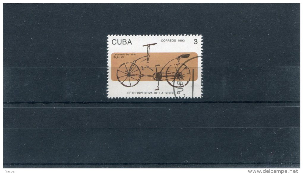 1993-Cuba- "Bicycles" Issue- "Leonardo Da Vinci, 15th Cent." 3c. Stamp Used - Oblitérés