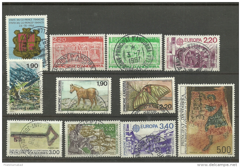ANDORRA- CORREO FARNCES AÑO 1987 COMPLETO SELLOS USADOS (K) - Used Stamps