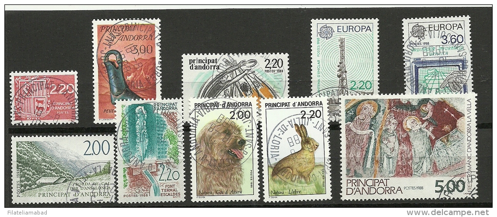 ANDORRA- CORREO FARNCES AÑO 1988 COMPLETO SELLOS USADOS (K) - Used Stamps