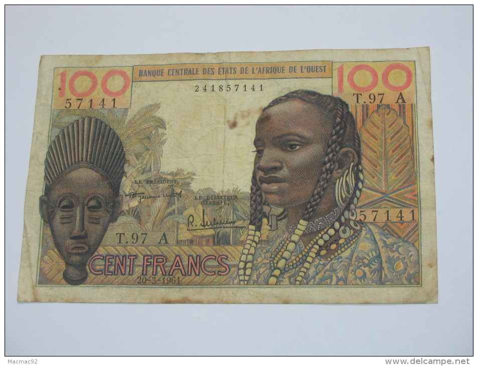 100 Francs 20.3.1961- COTE D´IVOIRE - Banque Centrale Des Etats De L´Afrique De L´Ouest. - Costa De Marfil