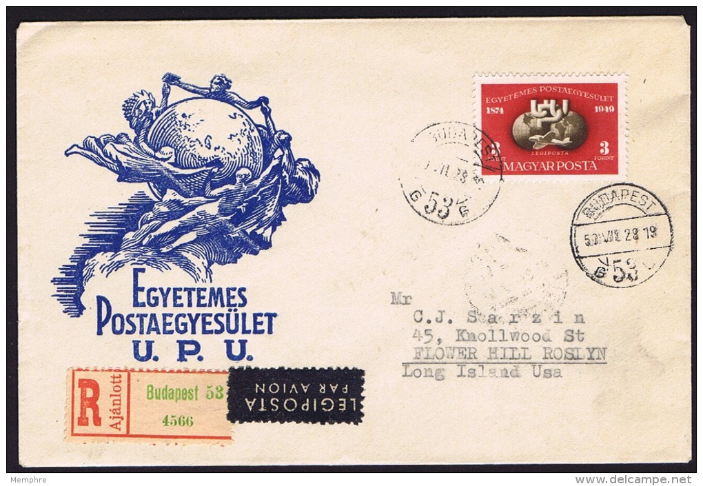 1950  Timbre Du Bloc 75è Anniiversaire De L'UPU Sur Lettre Avion Pour Les USA Pas Un FDC - Lettres & Documents