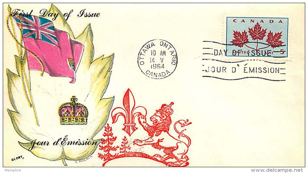 1964 Floral Emblem Of Canada  Sc 417  Glory Cover Embellished By Overseas Mailers - 1961-1970