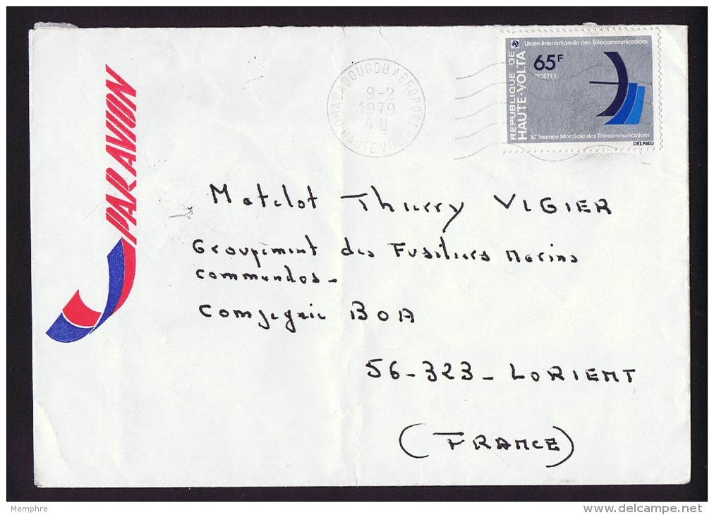 1979   Journée Mondiale Des Télécommunications  Seul Sur Lettre Vion Pour La France - Upper Volta (1958-1984)