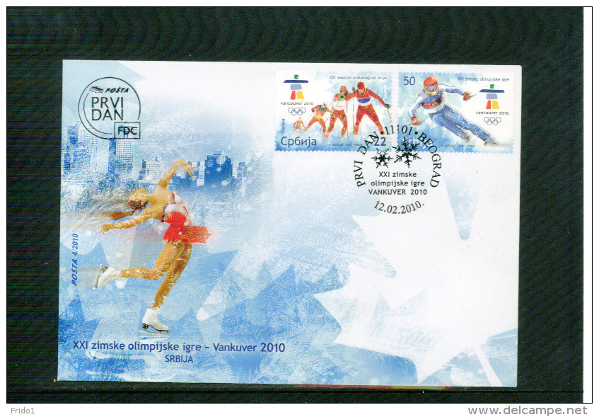 Serbien / Serbia 2010 Olympische Spiele / Olympic Games Vancouver FDC - Winter 2010: Vancouver