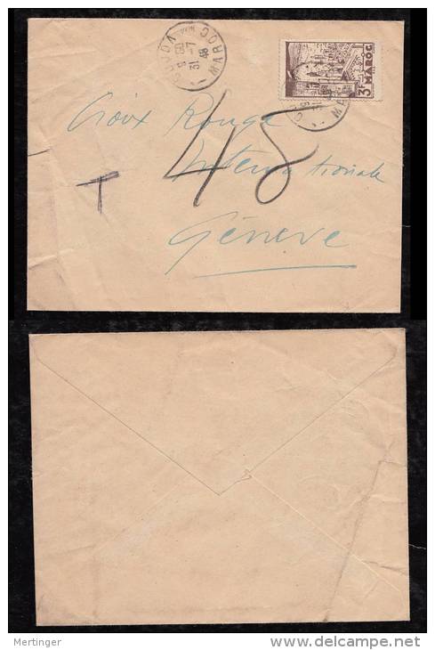 Marokko Morocco 1946 Cover OUJDA To Switzerland With TAX - Covers & Documents