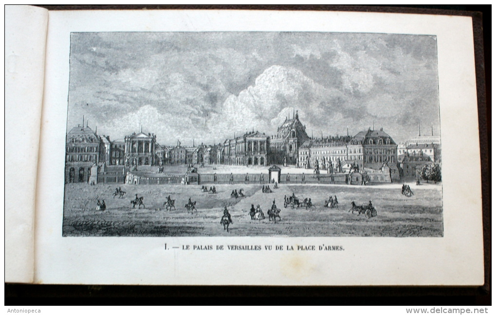 1858s Versailles & Trianon PALACE & GARDENS Engraved Plates MINIATURE Rare Print - 1801-1900