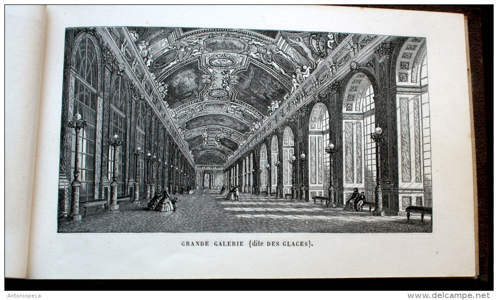 1858s Versailles & Trianon PALACE & GARDENS Engraved plates MINIATURE Rare Print