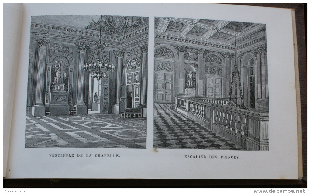 1858s Versailles & Trianon PALACE & GARDENS Engraved plates MINIATURE Rare Print