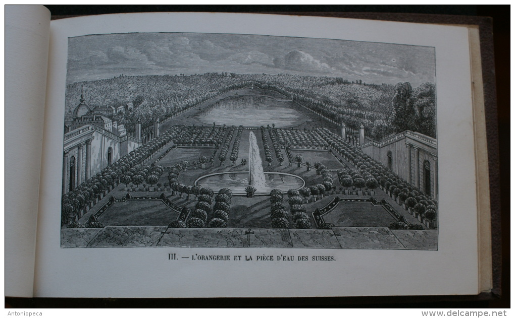 1858s Versailles & Trianon PALACE & GARDENS Engraved plates MINIATURE Rare Print