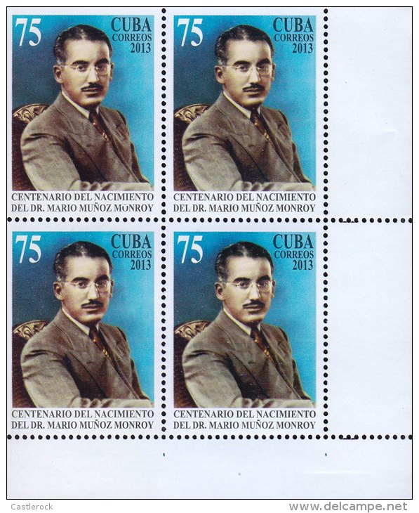 RG)2013 CARIBE, DR. MARIO MUÑOZ MONROY BIRTH CENTENARY, BLOCK OF 4, MNH - Neufs