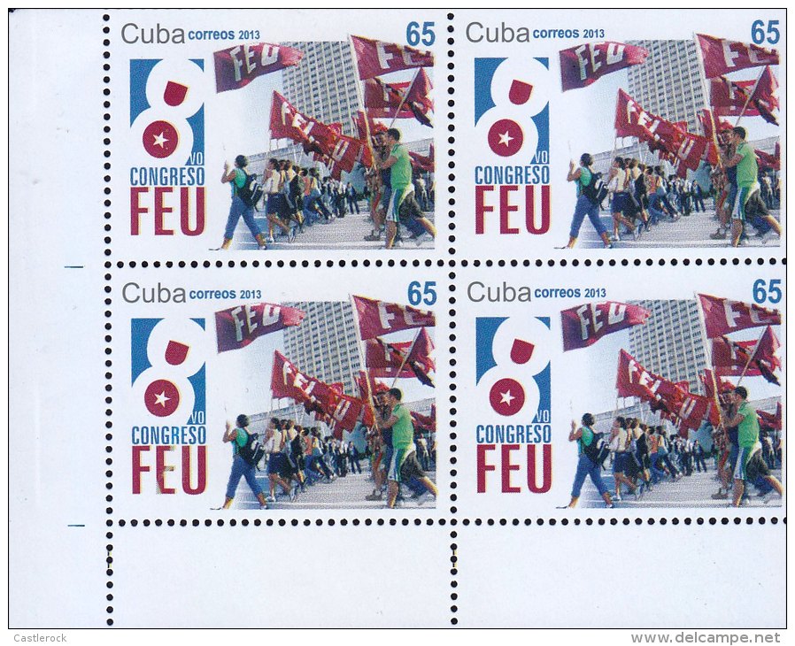 G)2013CUBA8TH FEU (COLLEGE STUDENT FEDERATION) CONGRESS, BLOCK OF 4,  MNH - Unused Stamps