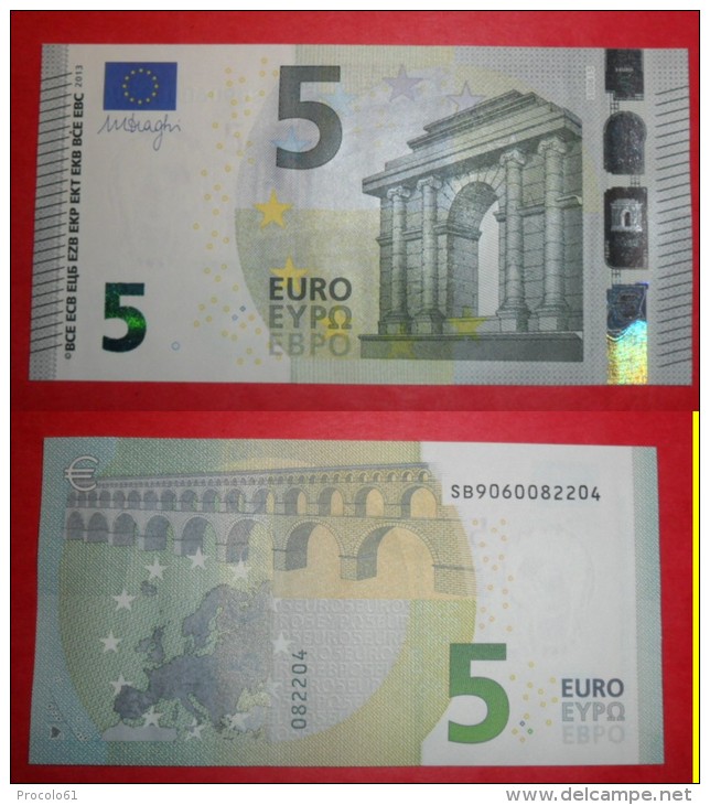 ITALIA ITALY 5 EURO 2013 DRAGHI SERIE SB 9060082204 S006I5 UNC FDS NEW BANKNOTE NUOVA BANCONOTA - 5 Euro