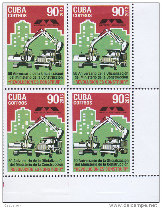 RG)2013 CARIBE, HOIST-TRUCK, 50TH ANNIVERSARY OF FORMALIZING THE CONTRUCTION MINISTRY, BLOCK OF 4, MNH - Neufs