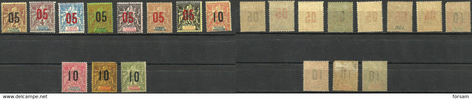 St.PIERRE & MIQUELON..1912..Michel # 90 I - 96 I; 97 II - 100 II...MLH. - Unused Stamps