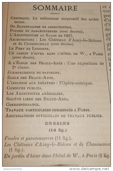 La Semaine Des Constructeurs. N°48. 28 Mai 1887. Château  D'Azay Le Rideau. Jardin D'hiver D'un Hôtel à Paris. - Revistas - Antes 1900
