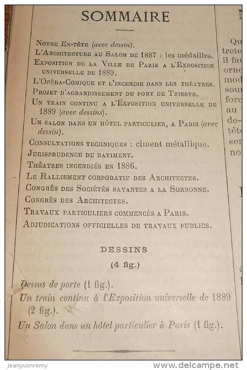 La Semaine Des Constructeurs. N°49. 4 Juin 1887. Petit Salon Louis XVI. Projet De Train Continu Pour... - Revues Anciennes - Avant 1900