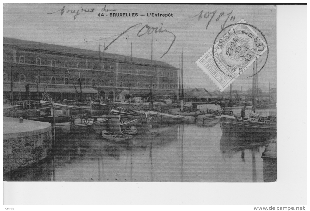 14 : BRUXELLES - L'Entrpôt  ( Colorisée ) - Transport (sea) - Harbour