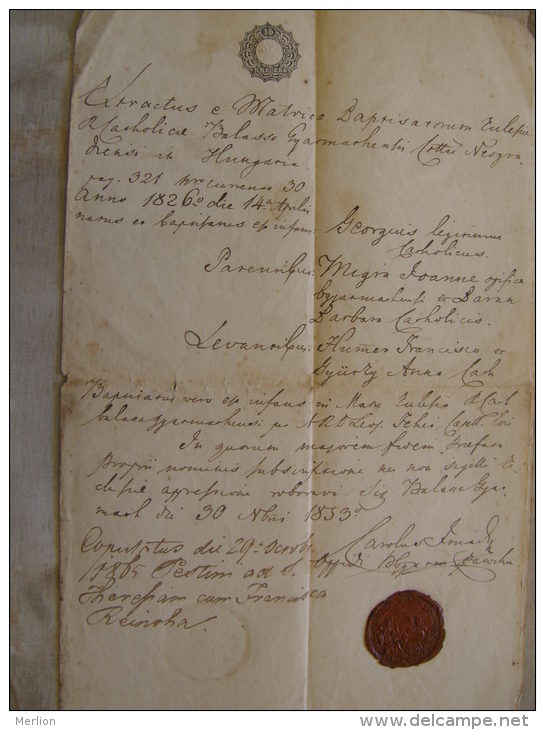 Old Document  1853 -MIGRA- REINOHA - Balassagyarmat  Hungary  TM002.8 - Naissance & Baptême