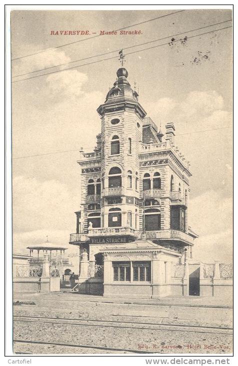 RAVERSYDE-MUSEE STRACKE-ZELDZAAM-VERZONDEN KAART 1910-UITG. R.BARVOETS-HOTEL BELLE-VUE - Oostende