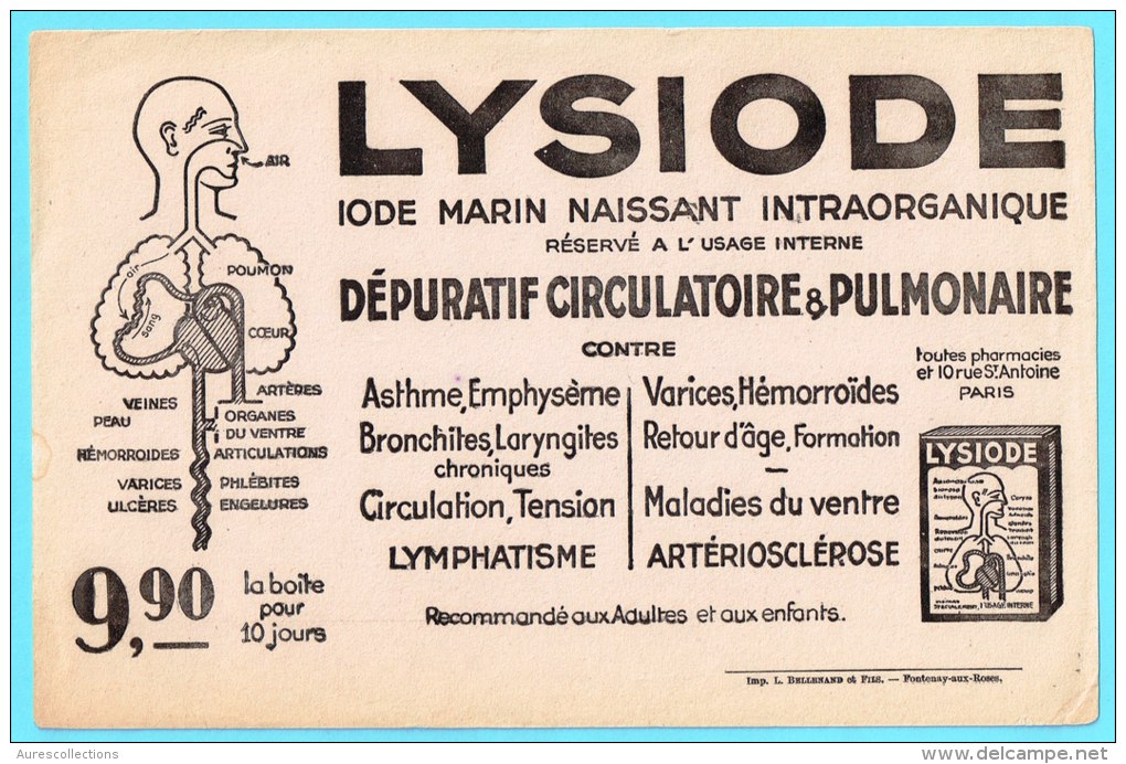 BUVARD BUVARDS Algerie Algeria France Publicité Pub Lysiode Asthme Branchites Pharmacie Poumons Coeur - Chemist's