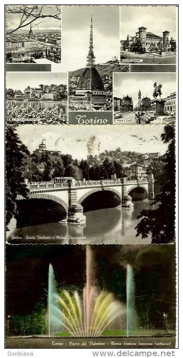 Torino: lotto 55 cartoline b/n - b/n acquerellato - seppia anni '40-'50