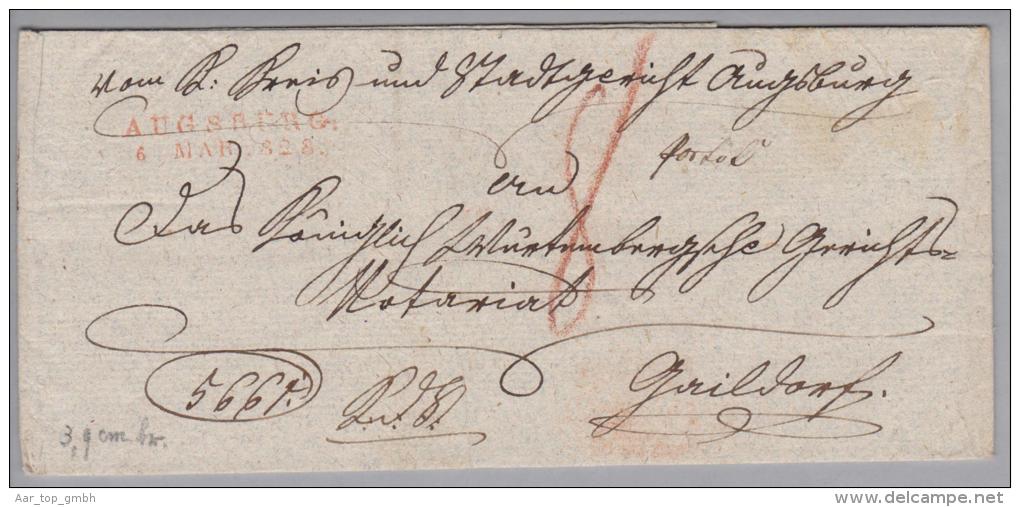 Heimat De Bay Augsburg 1828-03-06 Briefhülle Nach Graildorf - Prephilately