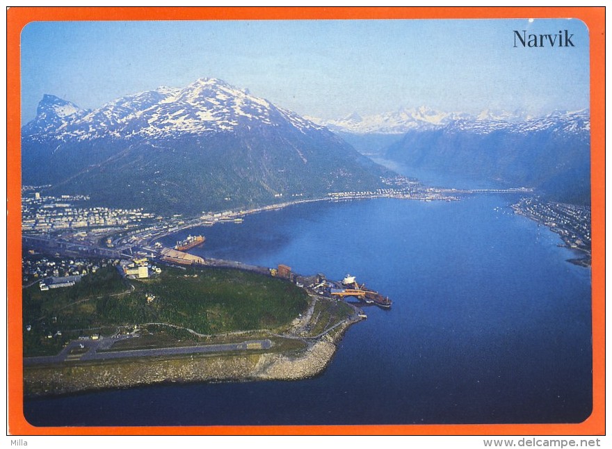 &#9733;&#9733; NARVIK HAVN  &#9733;&#9733; HVARINGS PC.  AERIAL VIEW NARVIK  HARBOUR. NORTH NORWAY  &#9733;&#9733; - Norvège