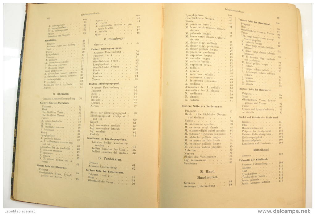 1884 lehrbuch der topographisch-chirurgischen. Livre de chirurgie, terminaisons nerveuses, amputation. Medecin WW1