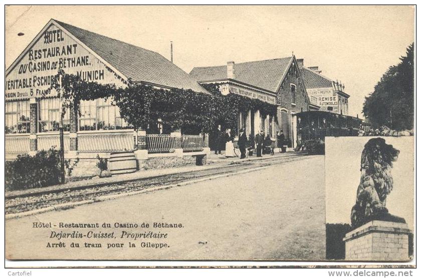 BETHANE-HOTEL RESTAURANT DU CASINO DE BETHANE-ARRET DU TRAM POUR LA GILEPPE-TRAM-CARTE ENVOYEE 1908 - Limburg