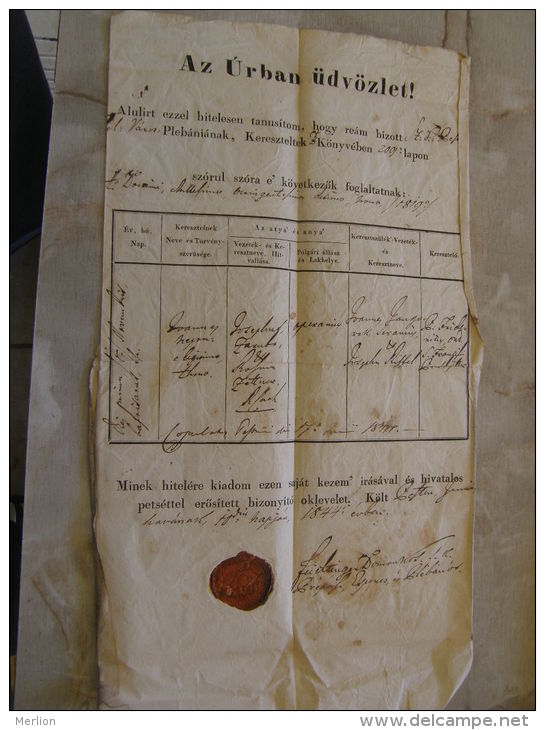 Old Document  1844-  Pest - Josephus Zaruba  (1819) - Hungary  TM003.9 - Nacimiento & Bautizo